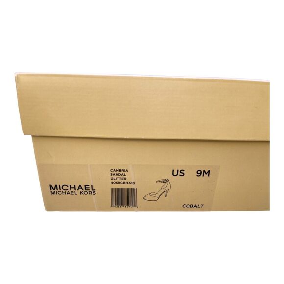 Michael Kors Cambria Sandal Glitter Cobalt Blue Open Toe Heels Women's 9M - Picture 9 of 9